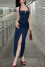 Halter Split Maxi Denim Dress