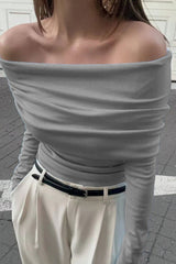 Off Shoulder Slim Knit Sweater