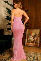 Sequin Panel Off Shoulder Bodycon Formal Dress