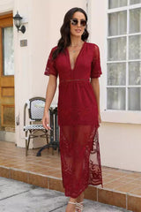 Bohemian Lace Split Beach Maxi Boho Dress