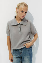 Hollow Out Polo Knit Sweater