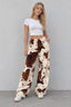 Playful Cow Print Fleece Relaxed Pants