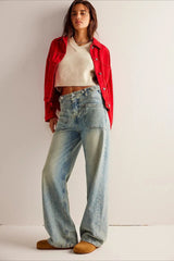 Vintage Washed Wide Leg Jeans