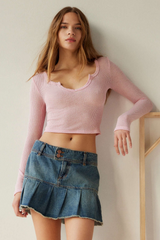 V Neck Ribbed Knit Slim Cropped Sexy Crop Top