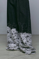 Lace Panel Wide Leg Jeans