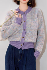 Tweed Color Block Cardigan
