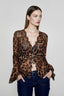 Leopard Mesh Chiffon Lace Sheer Top