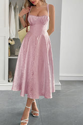 Elegant Spaghetti Strap Jacquard Maxi Formal Dress