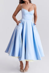 V Neck Backless Strapless Ball Gown Prom Dress