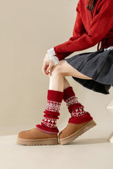 Ribbed Slouchy Christmas Leg Warmers