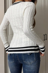 V-Neck Long Sleeve Knit Sweater