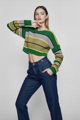 Chic Color Block Crop Sweater