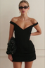 Sexy Deep V Solid Fitted Bodycon Party Dress