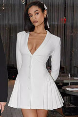 Solid Color Blazer Work Dress