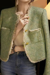 Elegant Long Sleeve Tweed Jacket