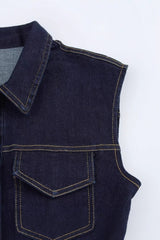 Sleeveless Ruched Mini Denim Dress