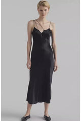 Asymmetrical Cami Solid Satin Silk Dress