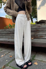 Wool Thickened Slim Draped Straight Pants