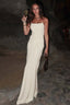 Boned Lace-Up Strapless Party Dress