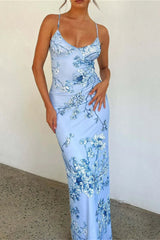 Printed V Neck Bodycon Slip Dress