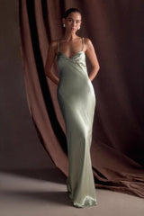 Draped Maxi Silk Dress