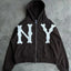 Letter Embroidered Oversized Zip Hoodie