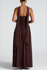 Color Block Sexy Strapless Off Shoulder Slim Formal Dress