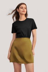 Satin Bias Cut A Line Mini Skirt