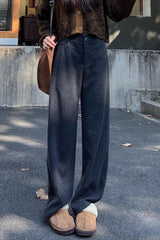 Wool Thickened Slim Draped Straight Pants