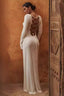 Knit Backless Tie Waist Long Sleeve Bodycon Dress
