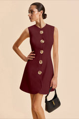 Sleeveless Button Front Mini Work Dress