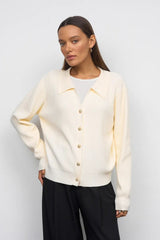 Single Button V-Neck Knit Sweater