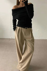 Off Shoulder Slim Knit Sweater