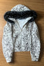 Snow Leopard Fur Trim Zip Hoodie