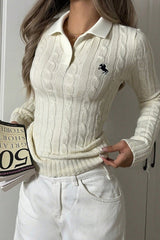 Collared Long Sleeve Knit Sweater
