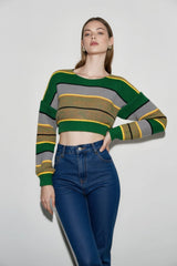 Chic Color Block Crop Sweater