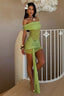 Lace Strapless Insert Sheer Lace-Up Slim Lace Dress