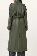 Suede Retro Casual Long Trench Blazer Overcoat