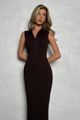 Elegant Solid Polo Neck Knit Bodycon Dress