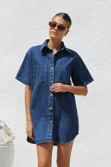 Short Sleeve Shirt Denim Dress