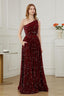 Sequin One Shoulder Maxi Prom Dress