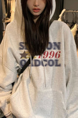 Retro Letter Print Hoodie
