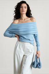 Off Shoulder Slim Knit Sweater