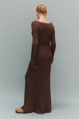 Solid Color Long-Sleeve Fitted Bodycon Knit Dress