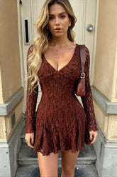 Elegant V Neck Bodycon Lace Dress