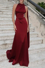 Luxury Halter Satin Elegant Sophisticated Formal Dress