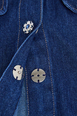 Blue Rhinestone Mini Denim Dress