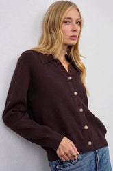 Single Button V-Neck Knit Sweater