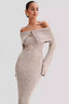 Knit Off Shoulder Fitted Bodycon Dress