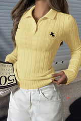 Collared Long Sleeve Knit Sweater